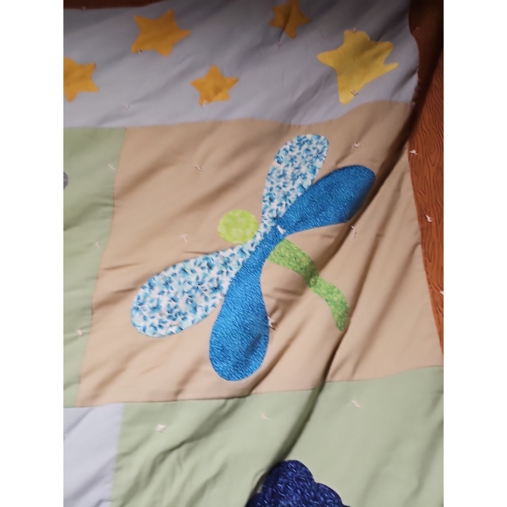 75x90 Twin Handmade Quilt, Quilting on the one side, Tan one piece on back. - Picture 7 of 11